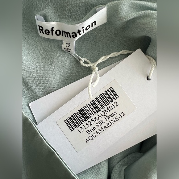 Reformation Brie Silk Slip Dress in Aqua Marine Womens Size 12 NEW - Picture 8 of 9